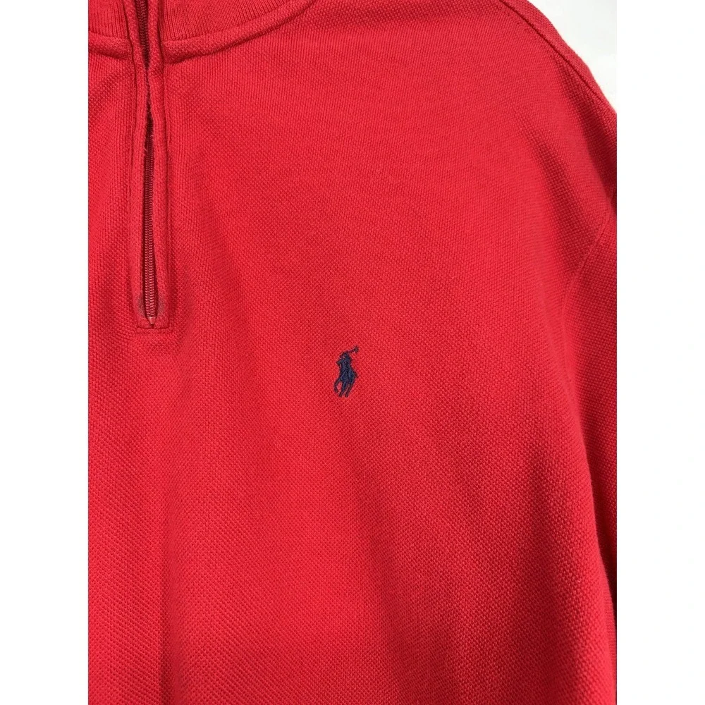 Polo Ralph Lauren Sweater‎ Men's XL Red White And Blue Mock Neck Quarter 1/4 Zip